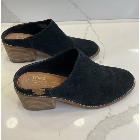 TOMS Leila Mules Black Suede Size 9 - Picture 5 of 7